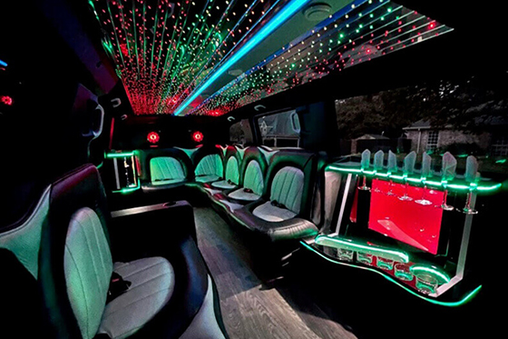 LED lights in a limousine
